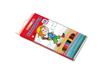 Набор цветных карандашей "Цветик", 12 цветов,шестигранные, 2М-4М, заточенные